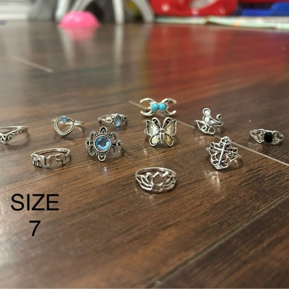 Bohemian Metal Silver Rings Set of 5 (sizes 3-7) - Your Pick